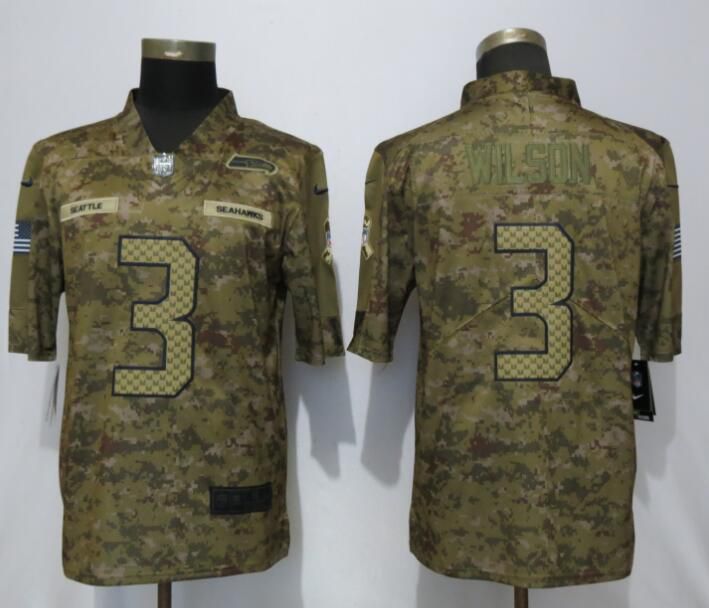 Men Seattle Seahawks #3 Wilson Nike Camo Salute to Service Limited NFL Jerseys